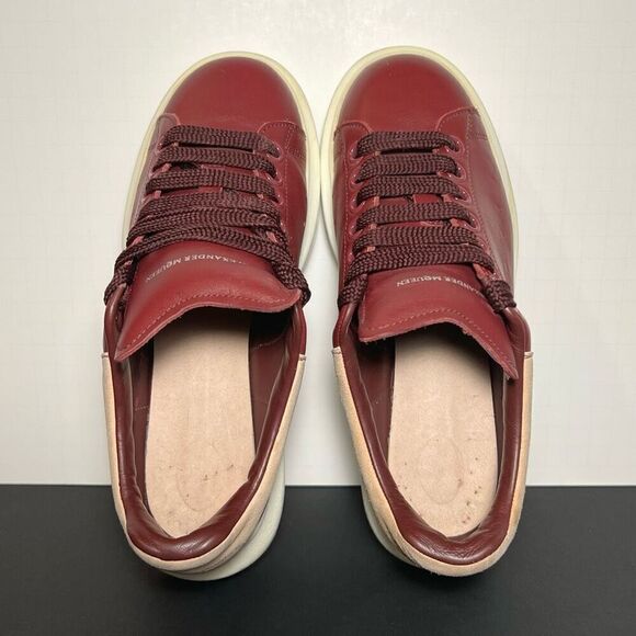 Womens ALEXANDER MCQUEEN Oversize Burgundy Red Leather Trainers / Size 6.5 - Picture 5 of 9